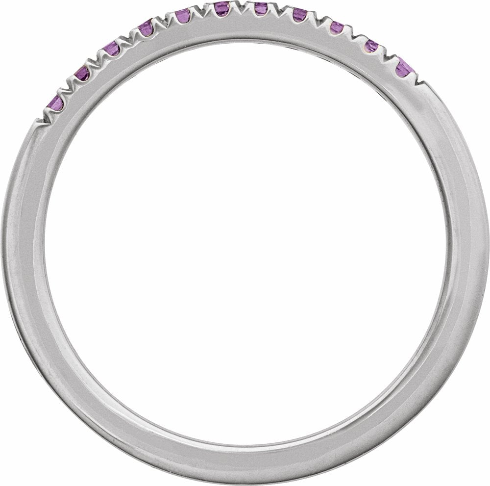 14K White Natural Amethyst Stackable Ring