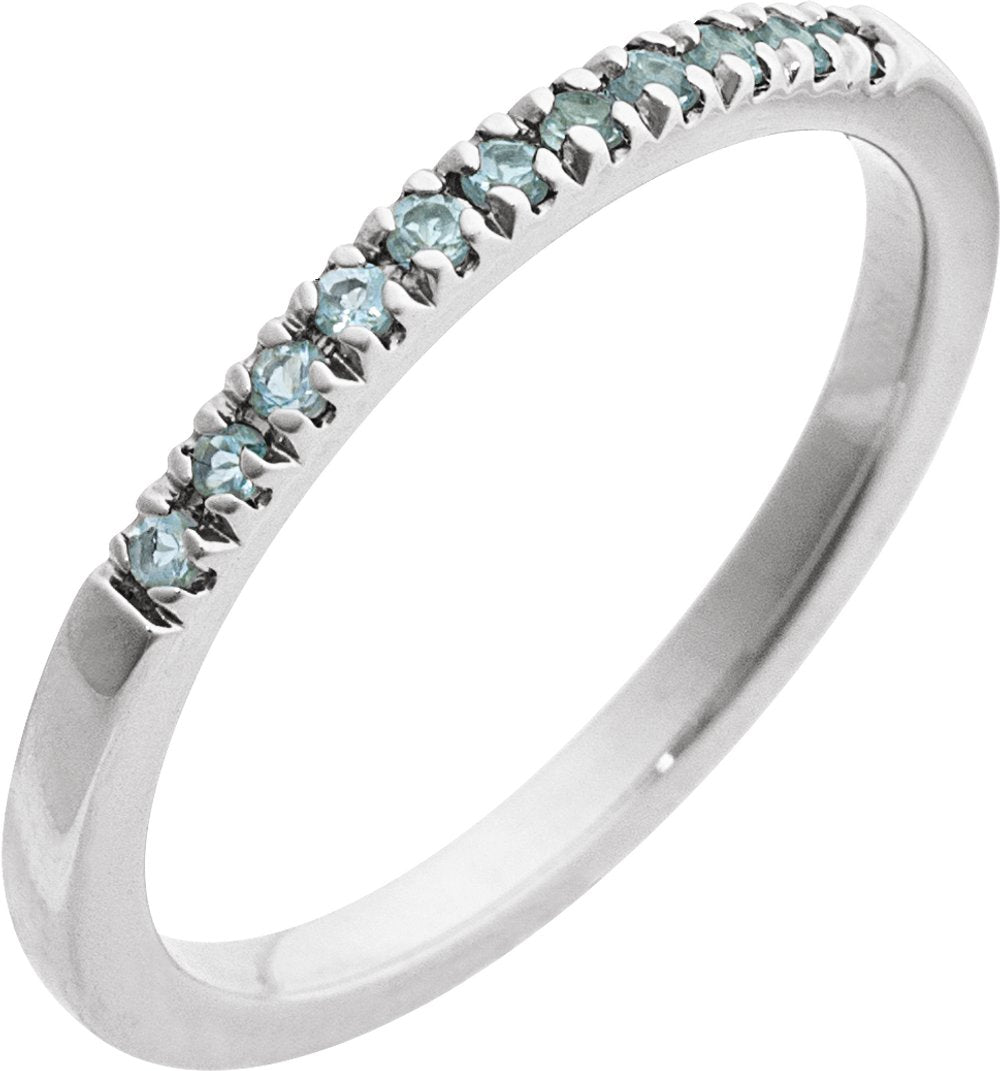 14K White Natural Aquamarine Stackable Ring