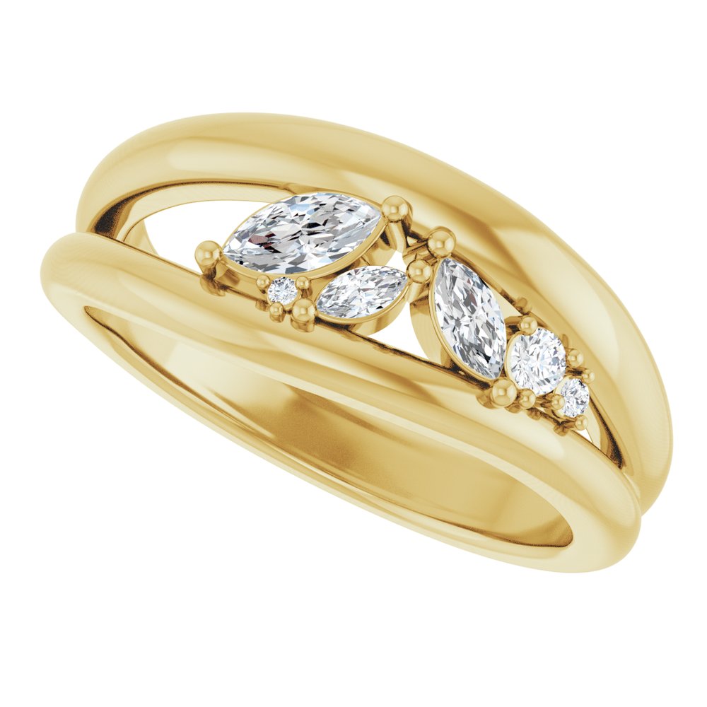 14K Yellow Gold 1/3 CTW Natural Diamond Negative Space Ring