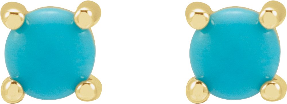 14K Yellow Gold 4 mm Natural Turquoise Earrings