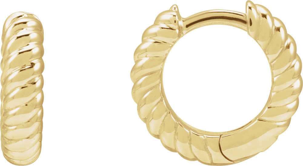 14K Yellow Gold Hinged Rope Hoop Earrings