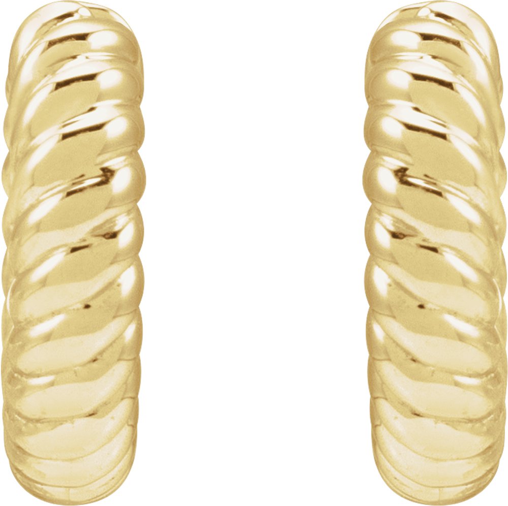 14K Yellow Gold Hinged Rope Hoop Earrings