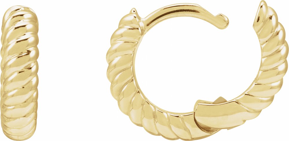 14K Yellow Gold Hinged Rope Hoop Earrings
