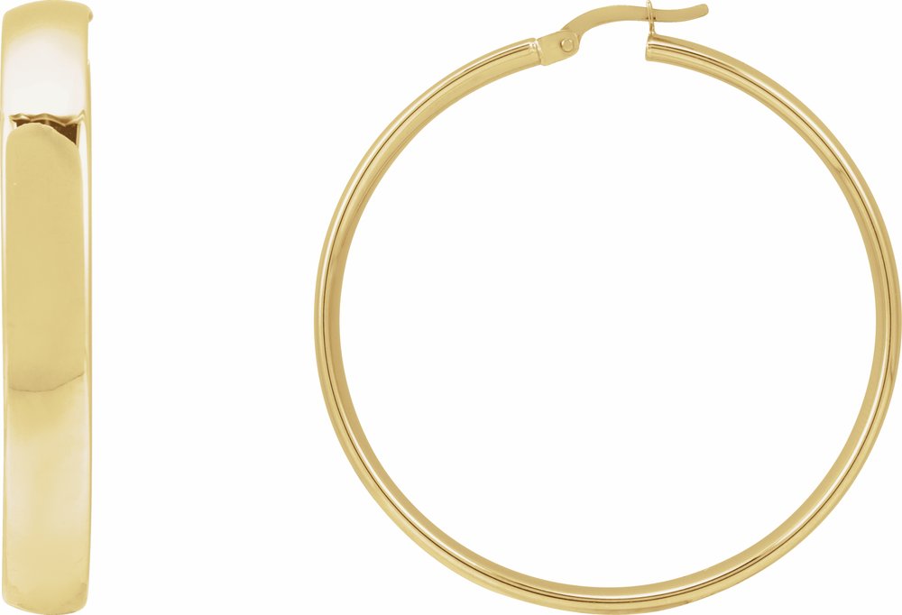 14K Yellow Gold 40 mm Tube Hoop Earrings
