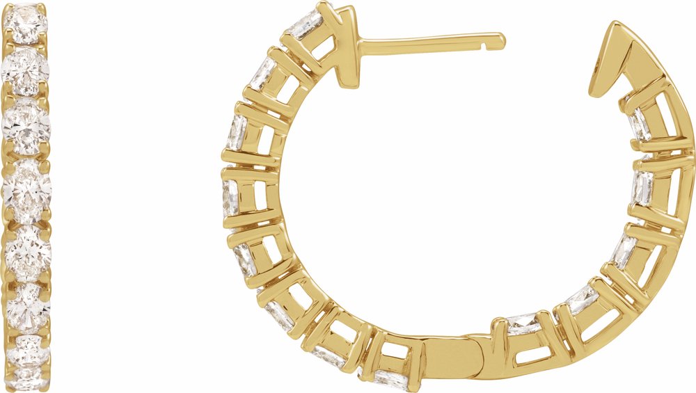 14K Yellow Gold 2 5/8 CTW Natural Diamond Inside-Outside 20.6 mm Hoop Earrings