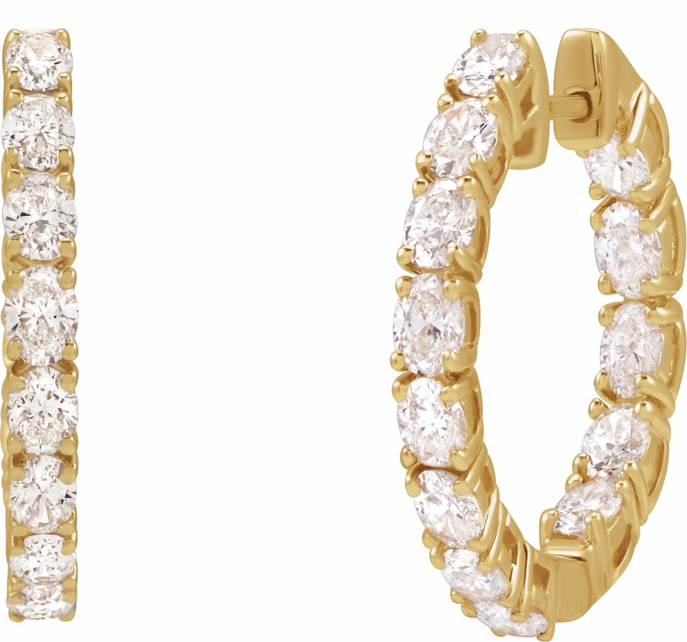 14K Yellow Gold 2 5/8 CTW Natural Diamond Inside-Outside 20.6 mm Hoop Earrings