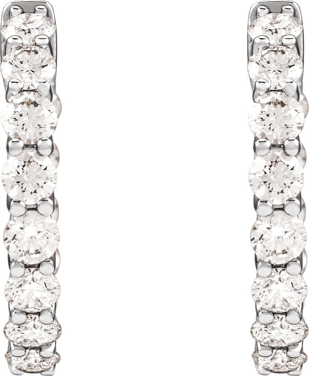 14K White 2 1/5 CTW Lab-Grown Diamond Inside-Outside 19.7 mm Hoop Earrings