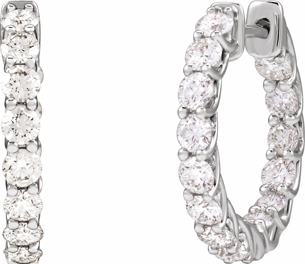 14K White Gold 2 1/5 CTW Natural Diamond Inside-Outside 19.7 mm Hoop Earrings