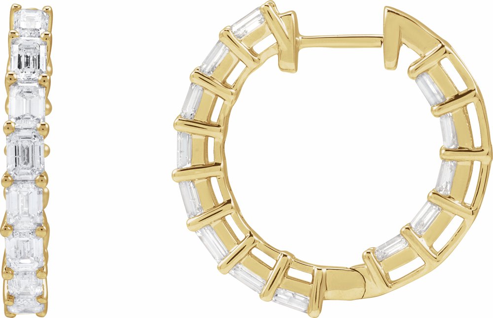 14K Yellow Gold 3 CTW Natural Diamond Inside-Outside 21.2 mm Hoop Earrings