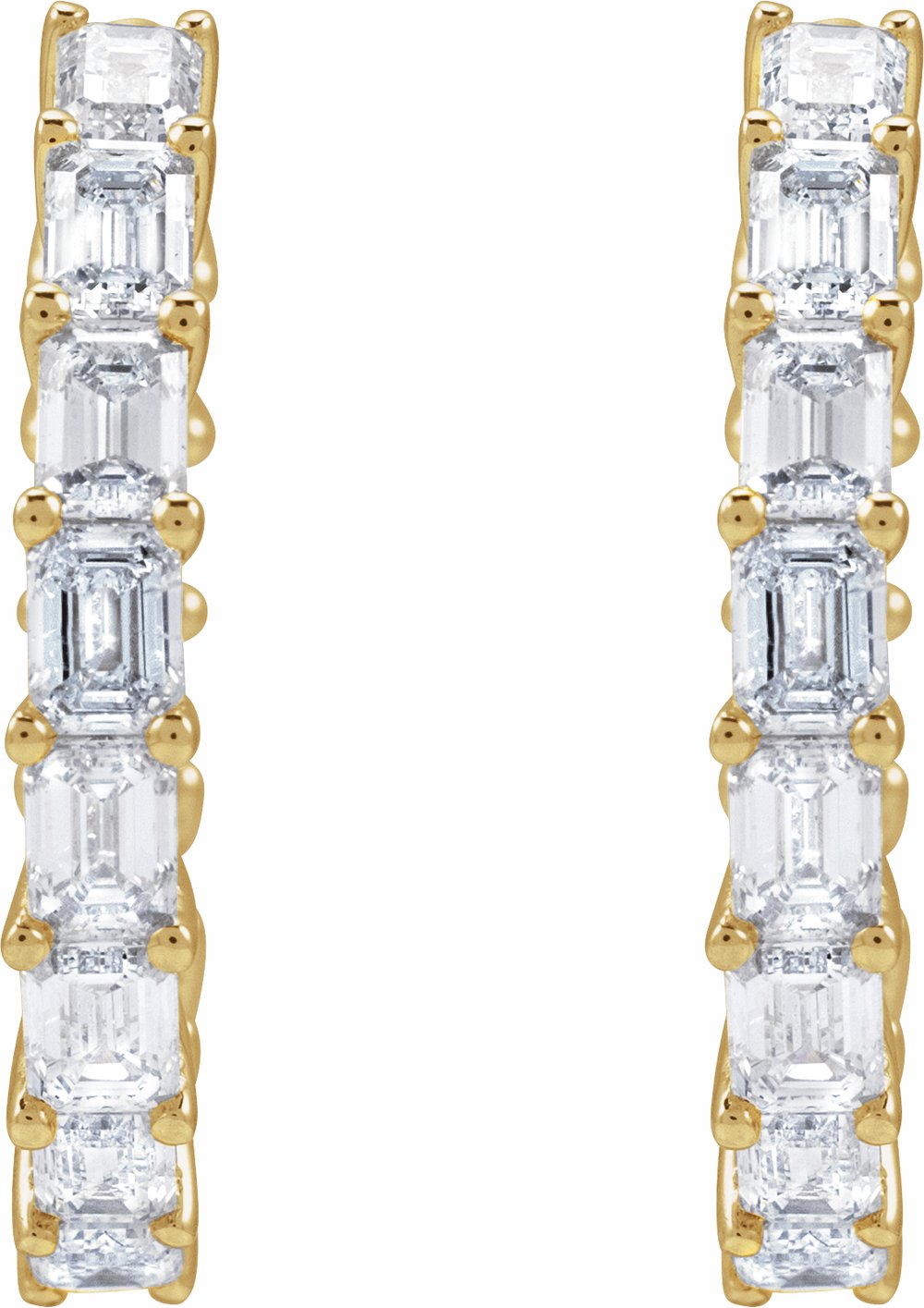 14K Yellow Gold 3 CTW Natural Diamond Inside-Outside 21.2 mm Hoop Earrings