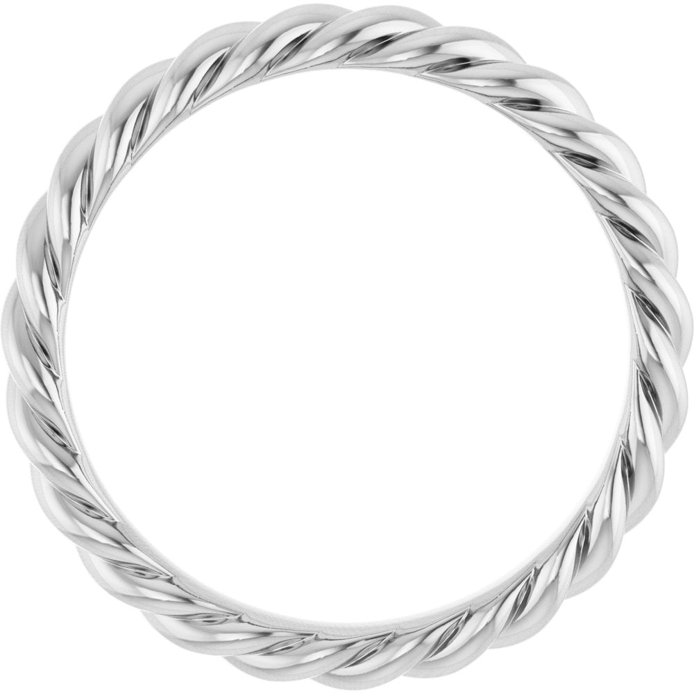 14K White Gold 3.5 mm Skinny Rope Band Size 10