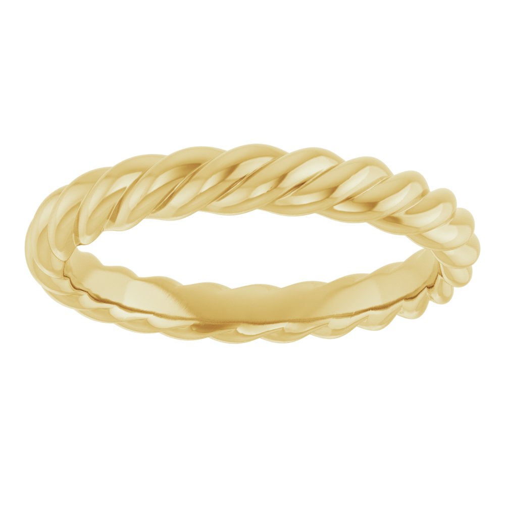 14K Yellow Gold 3.5 mm Skinny Rope Band Size 10