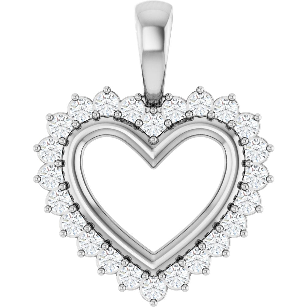 14K White Gold 1/3 CTW Natural Diamond Heart Pendant