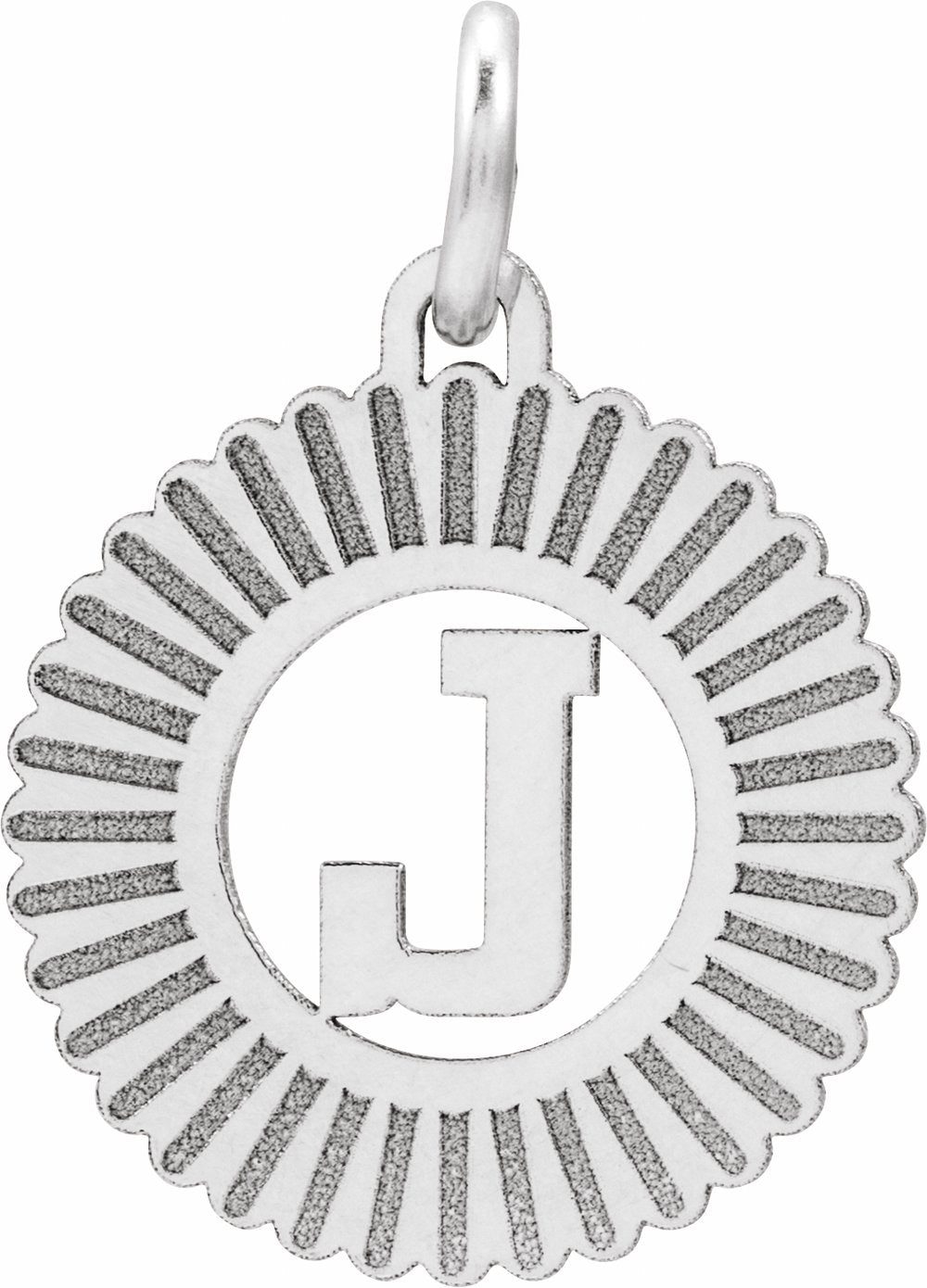 Sterling Silver Initial J Sunburst Pendant