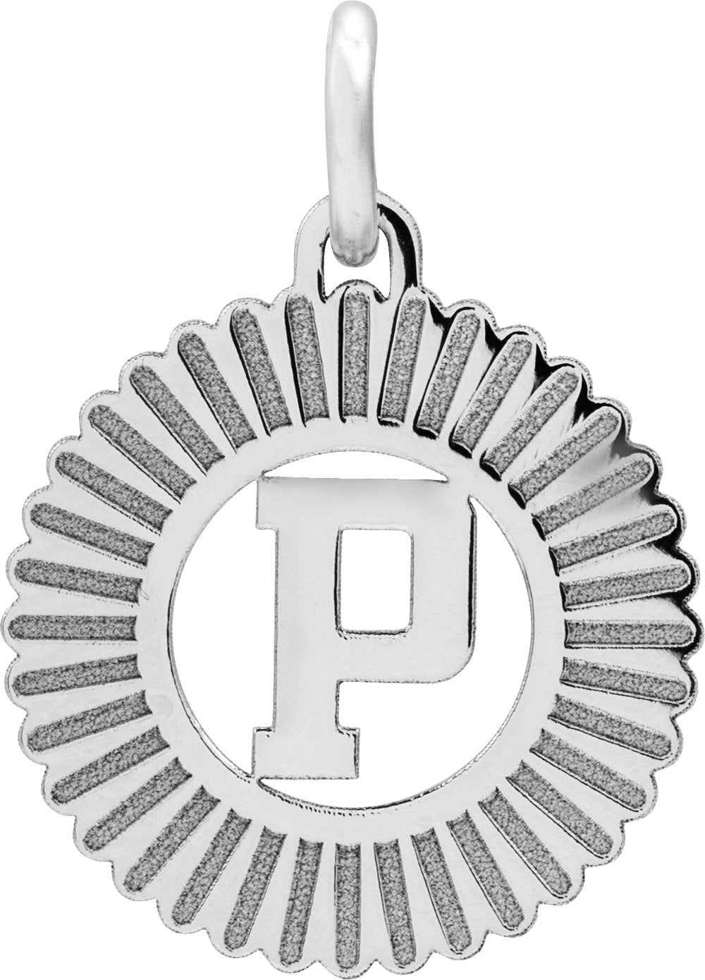Sterling Silver Initial P Sunburst Pendant