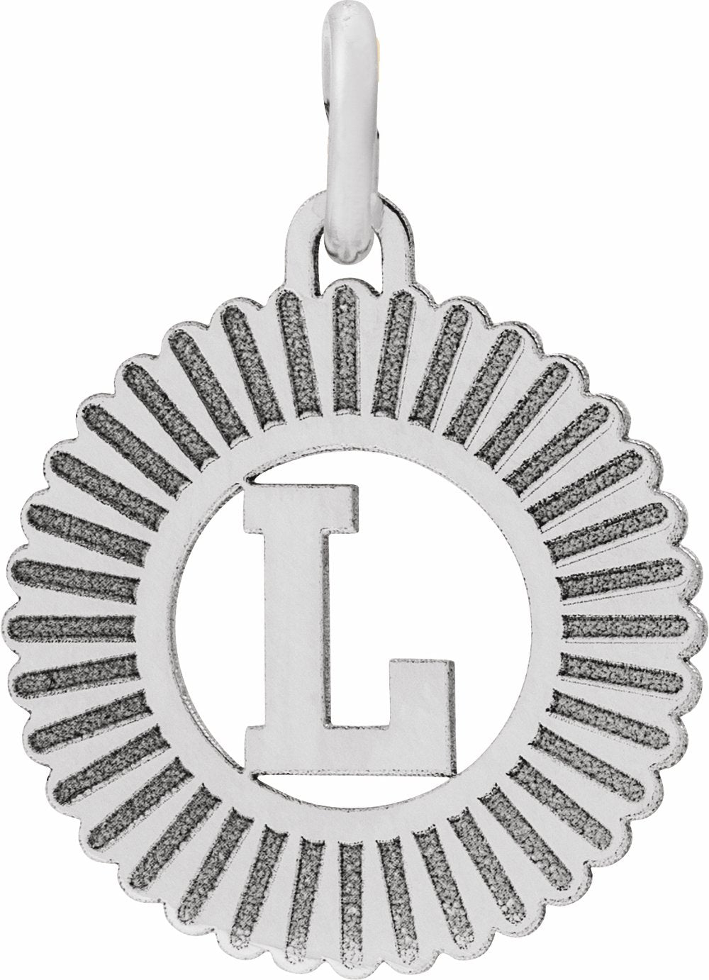 Sterling Silver Initial L Sunburst Pendant
