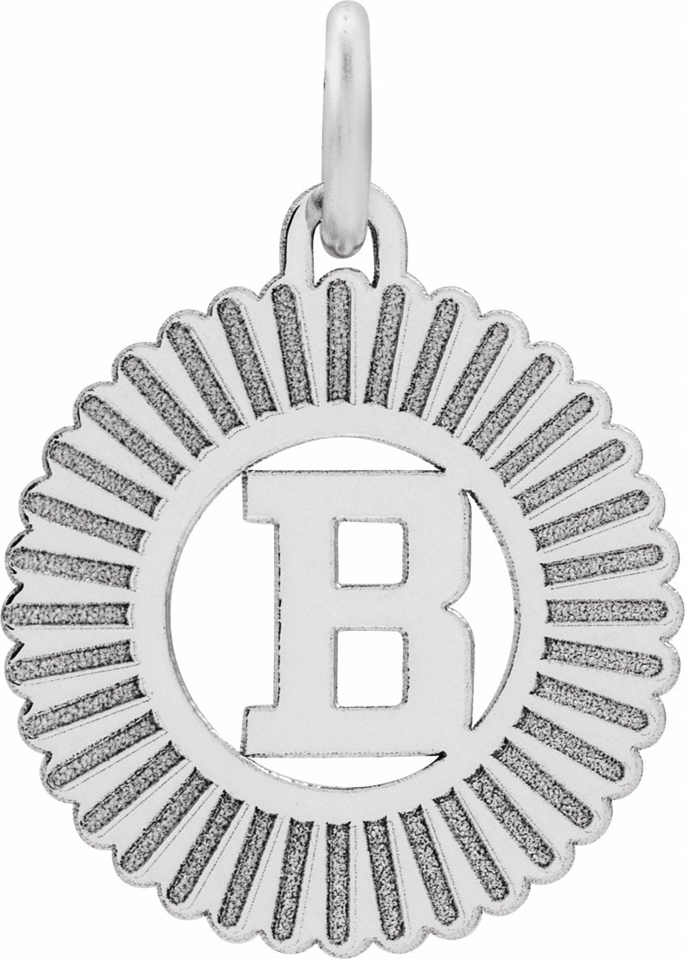 Sterling Silver Initial B Sunburst Pendant