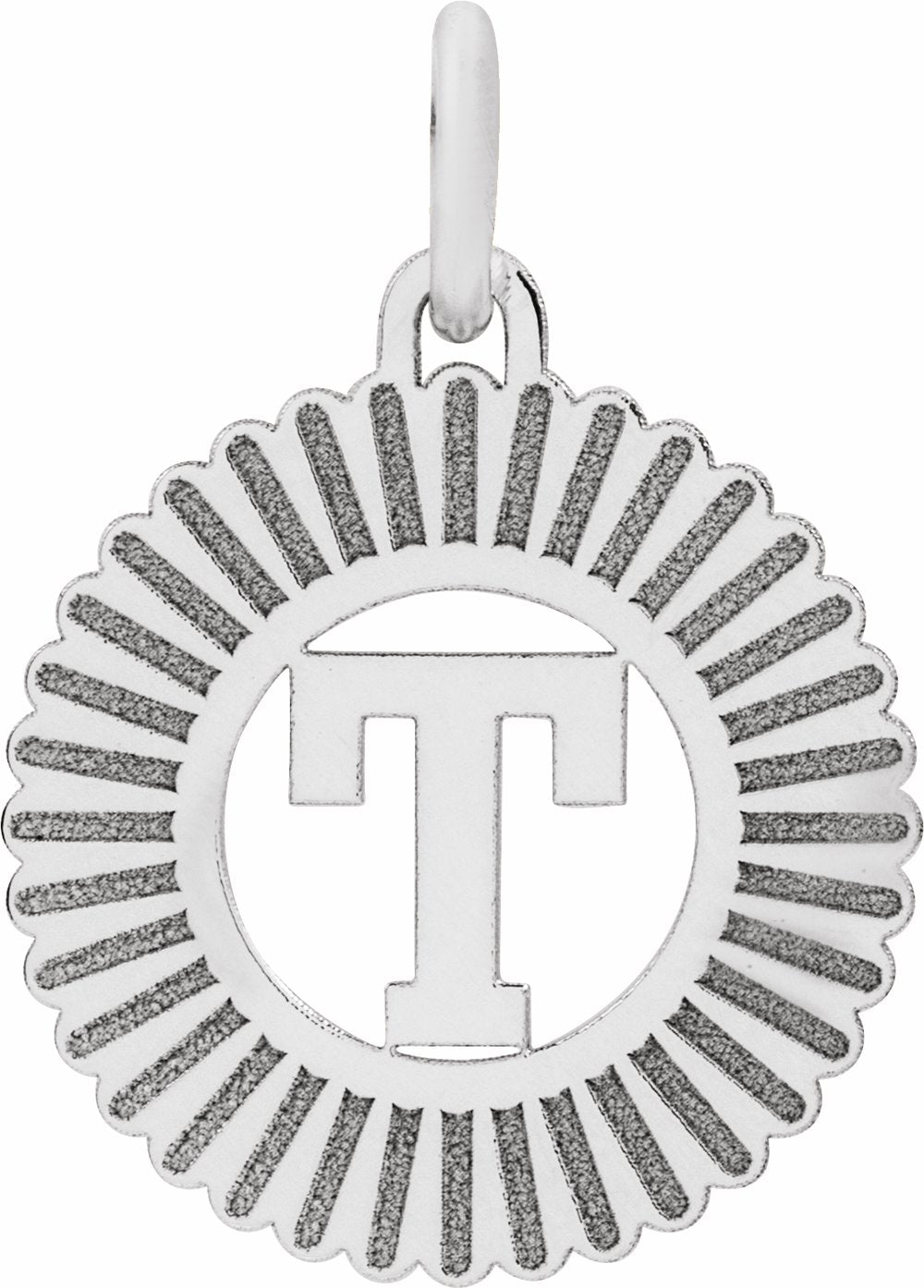 Sterling Silver Initial T Sunburst Pendant