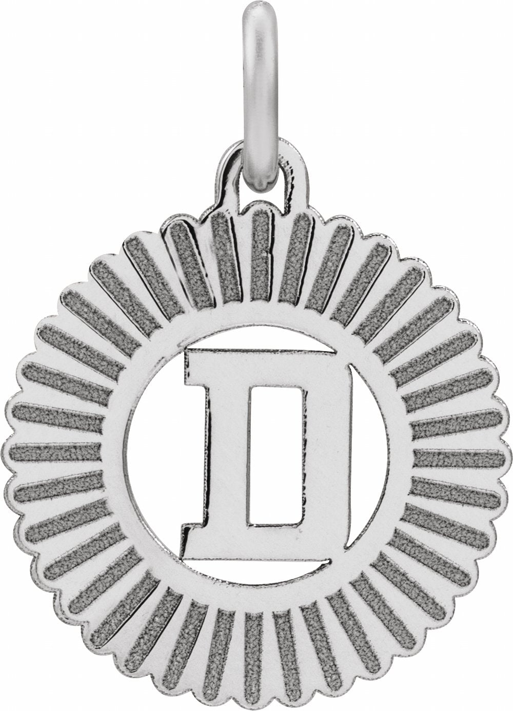 Sterling Silver Initial D Sunburst Pendant