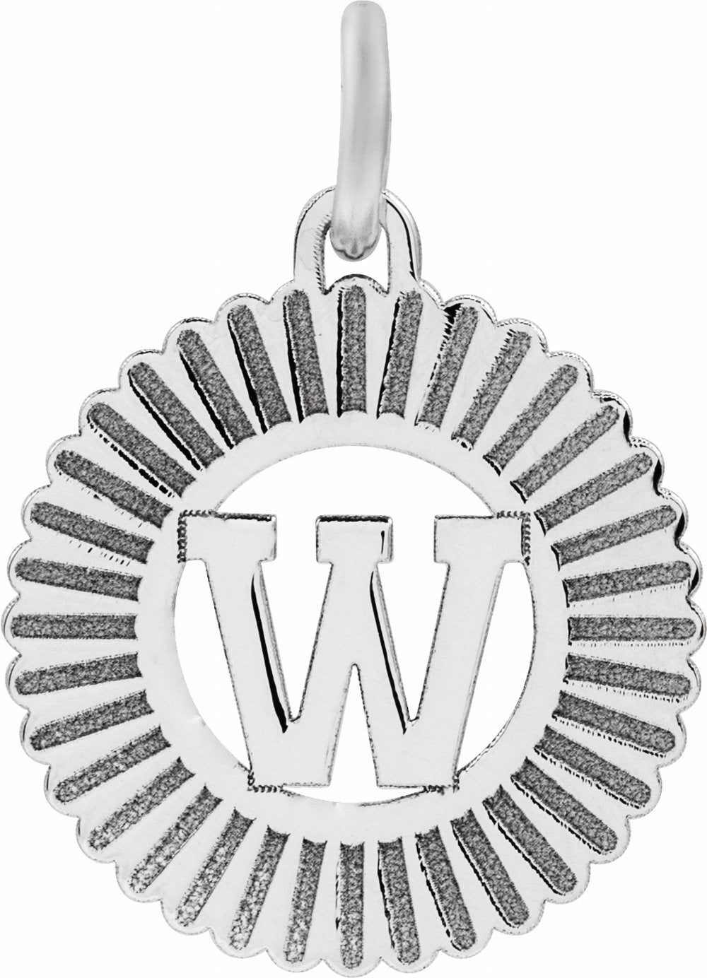 Sterling Silver Initial W Sunburst Pendant