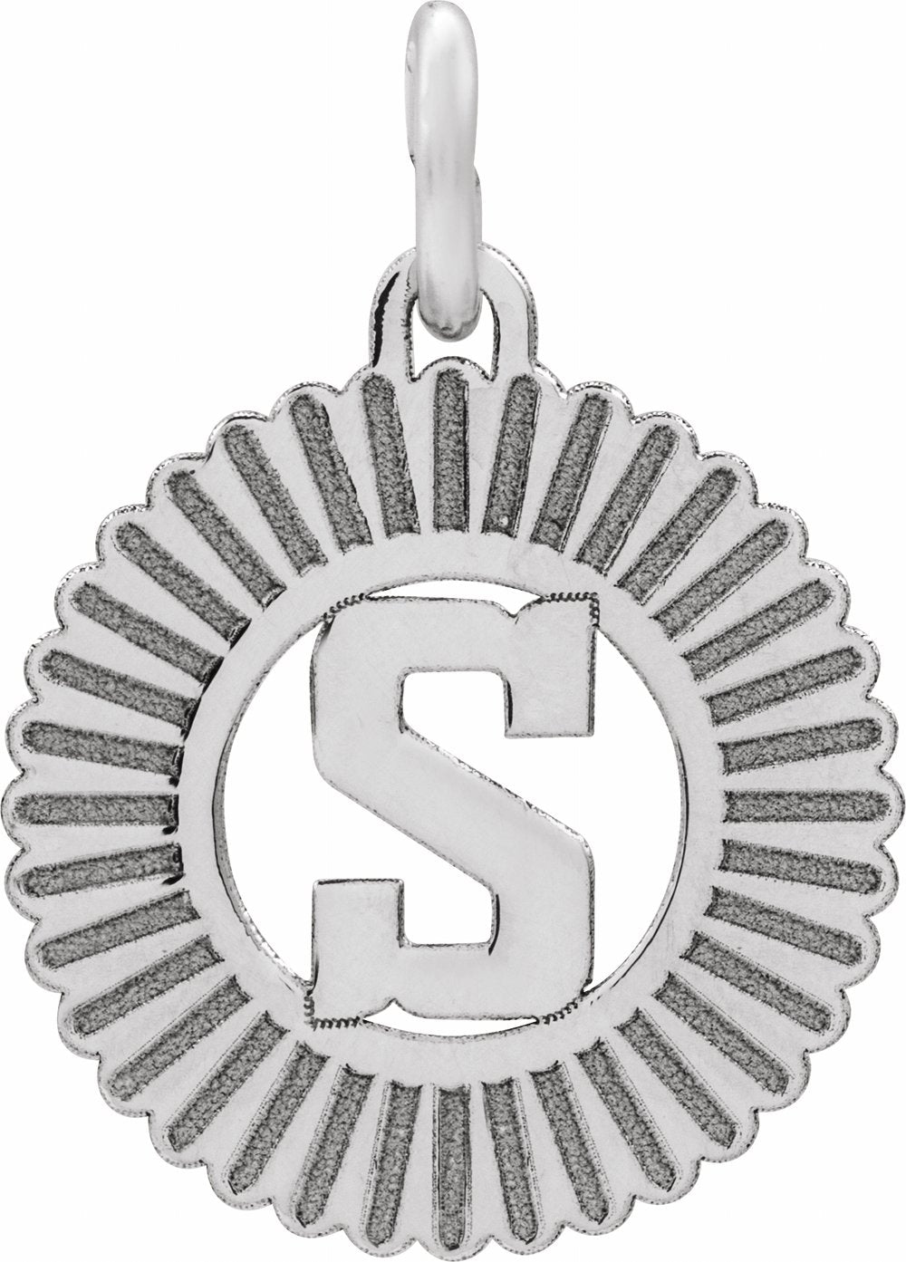 Sterling Silver Initial S Sunburst Pendant