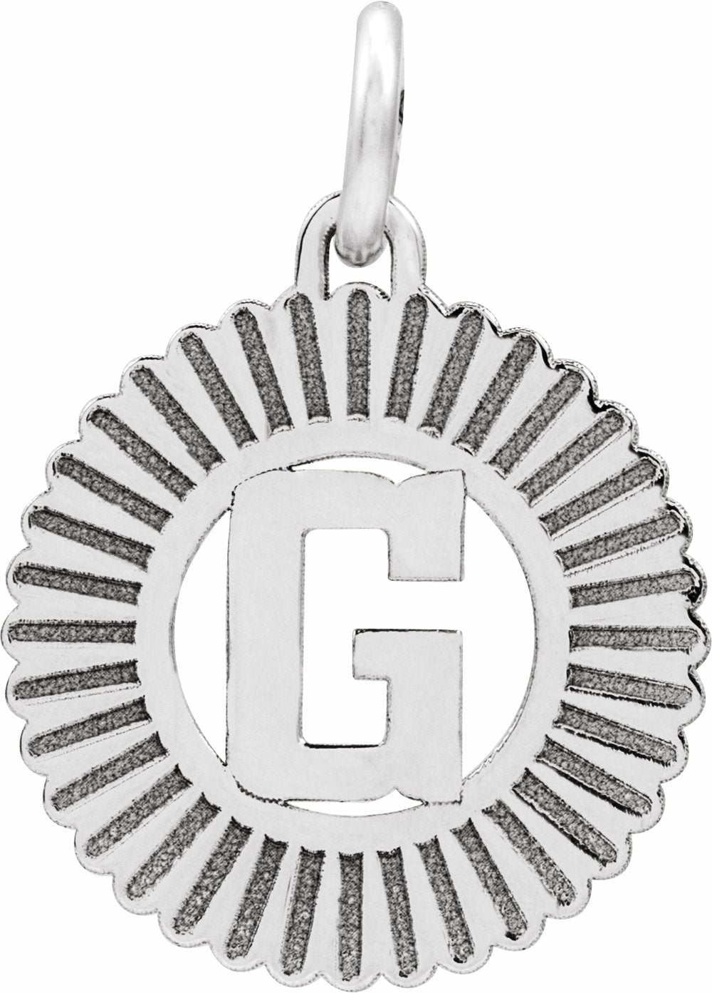 Sterling Silver Initial G Sunburst Pendant