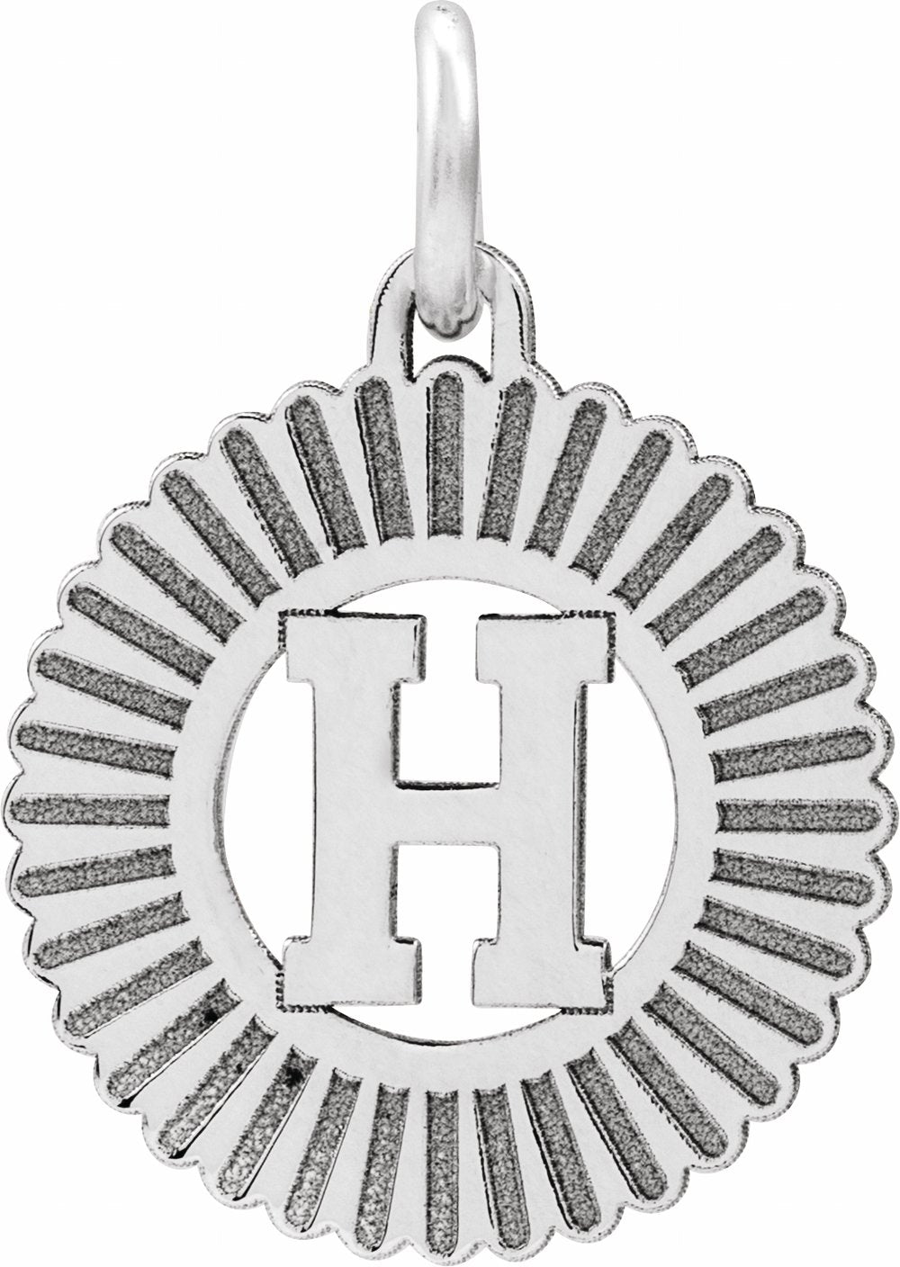 Sterling Silver Initial H Sunburst Pendant