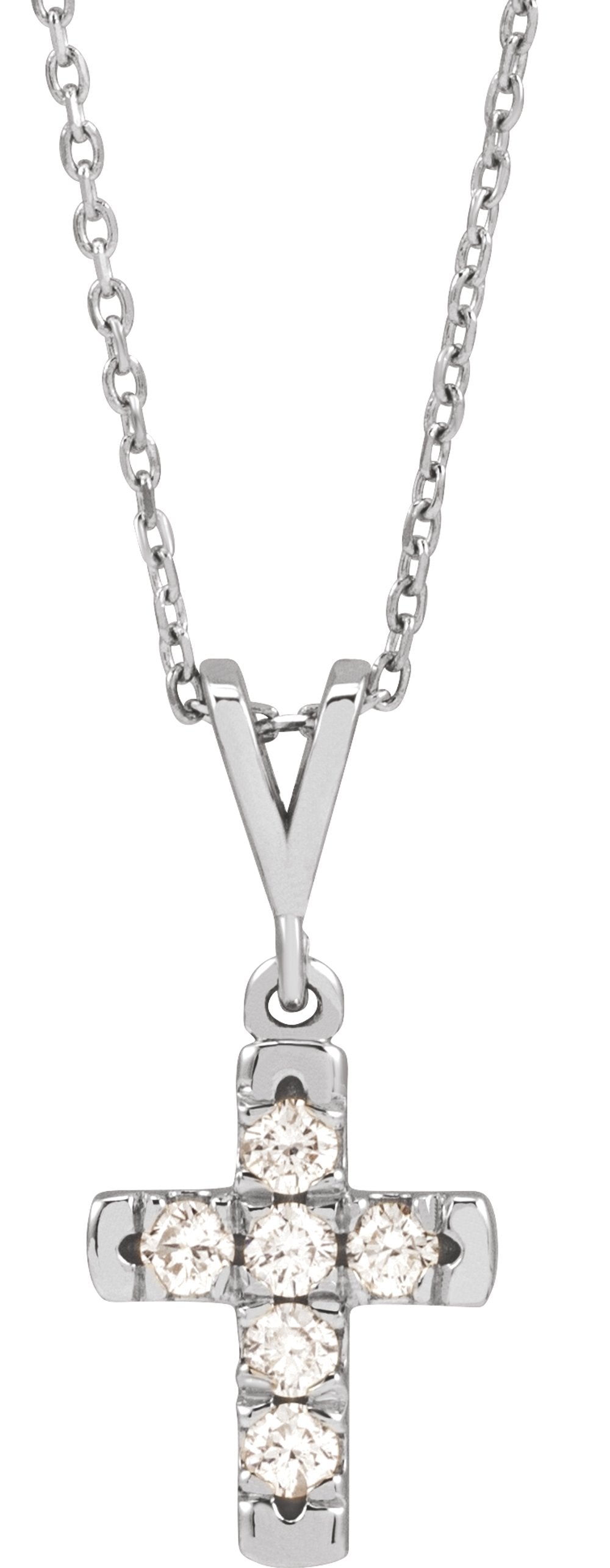 Platinum 1/4 CTW Natural Diamond French-Set Cross 16-18" Necklace