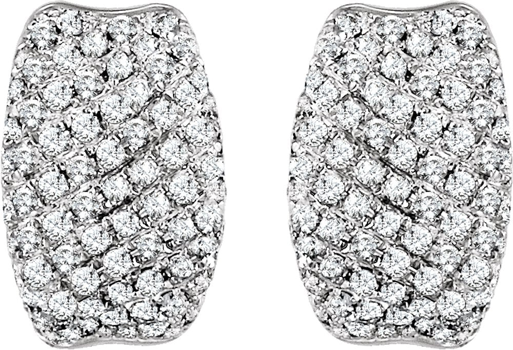 14K White Gold 9/10 CTW Natural Diamond Hoop Earrings