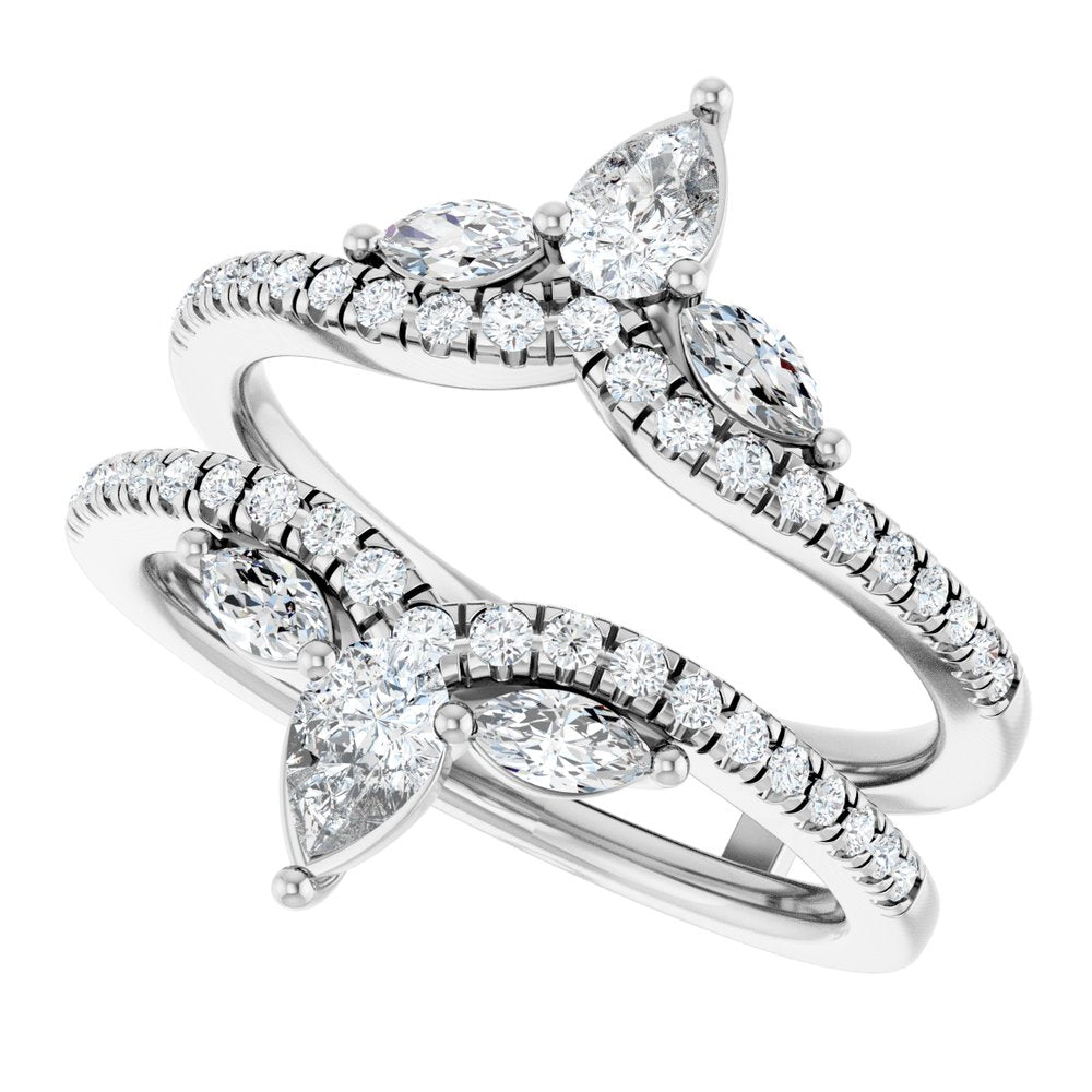 14K White Gold 1 CTW Natural Diamond Ring Guard