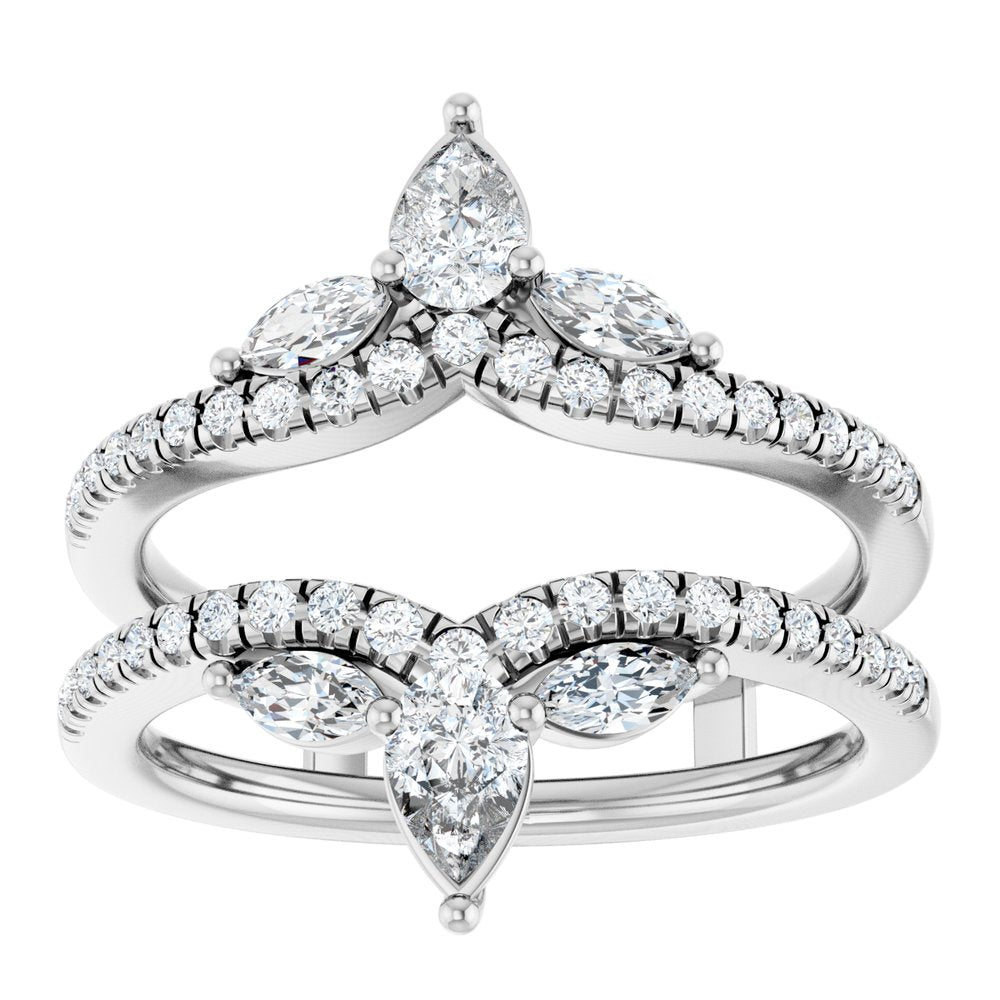 14K White Gold 1 CTW Natural Diamond Ring Guard
