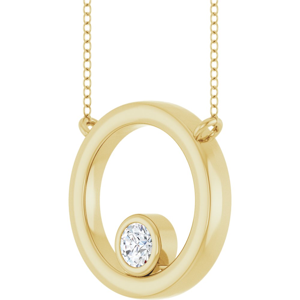 14K Yellow Gold 1/6 CT Natural Diamond Geometric 18" Necklace