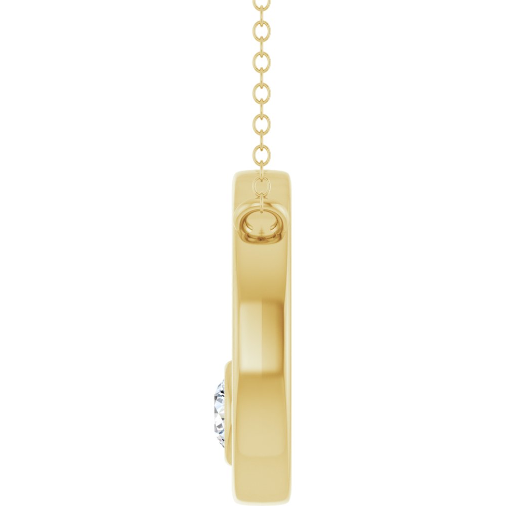 14K Yellow Gold 1/6 CT Natural Diamond Geometric 18" Necklace