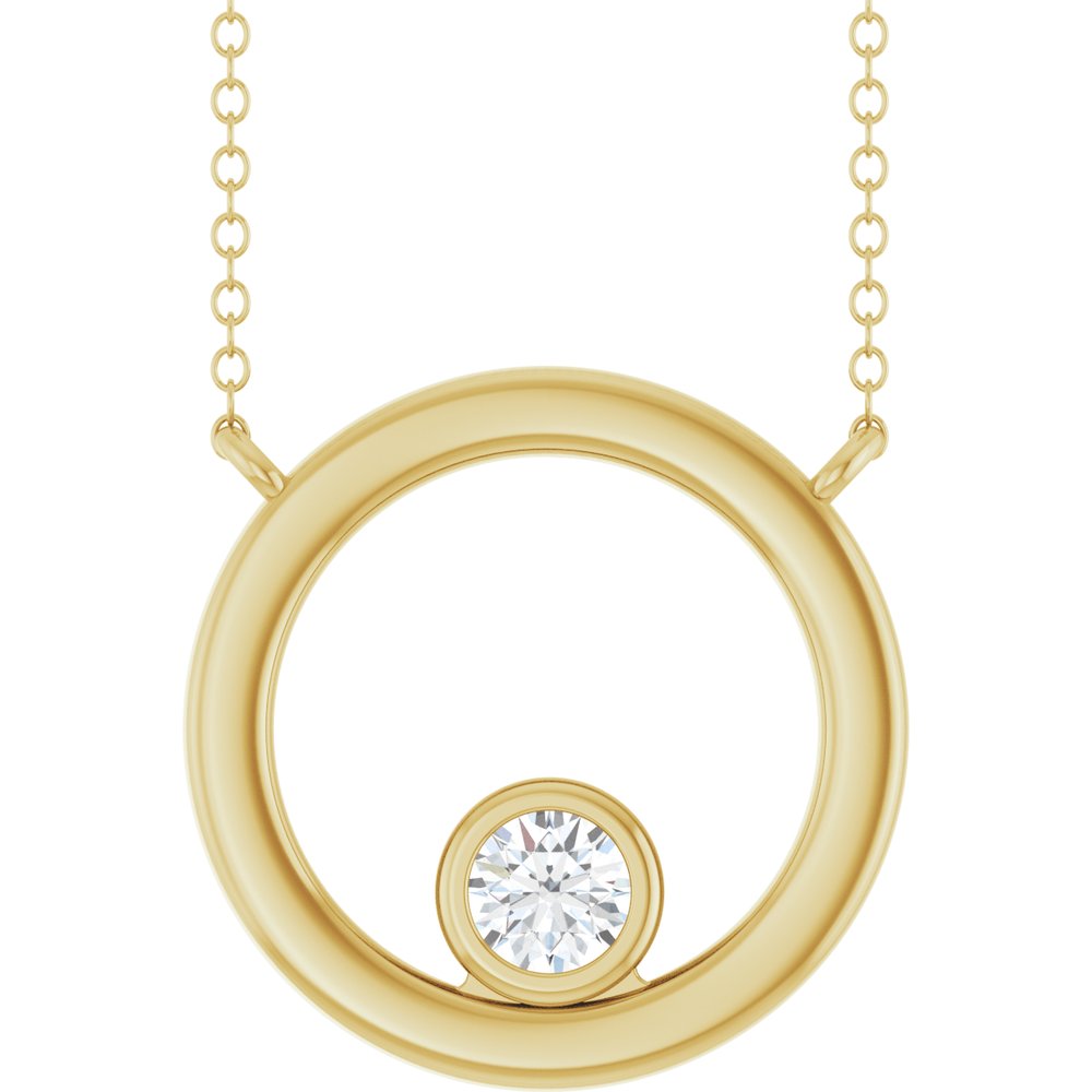 14K Yellow Gold 1/6 CT Natural Diamond Geometric 18" Necklace