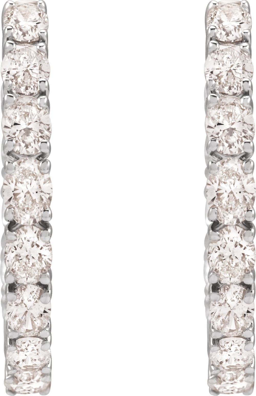 14K White Gold 2 5/8 CTW Natural Diamond Inside-Outside 20.6 mm Hoop Earrings