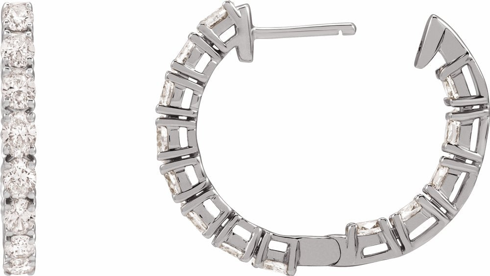 14K White Gold 2 5/8 CTW Natural Diamond Inside-Outside 20.6 mm Hoop Earrings