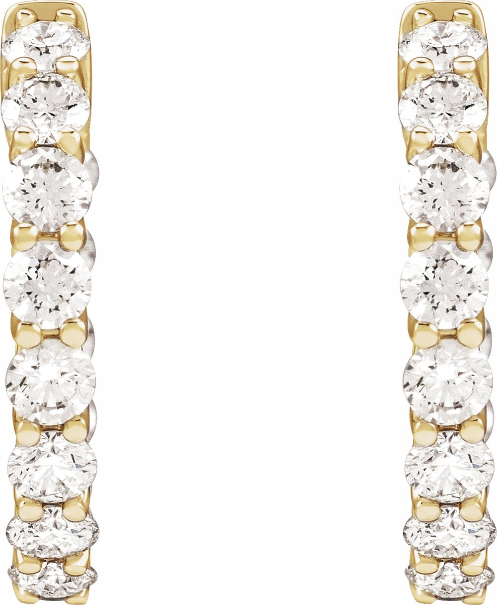 14K Yellow Gold 2 1/5 CTW Natural Diamond Inside-Outside 19.7 mm Hoop Earrings
