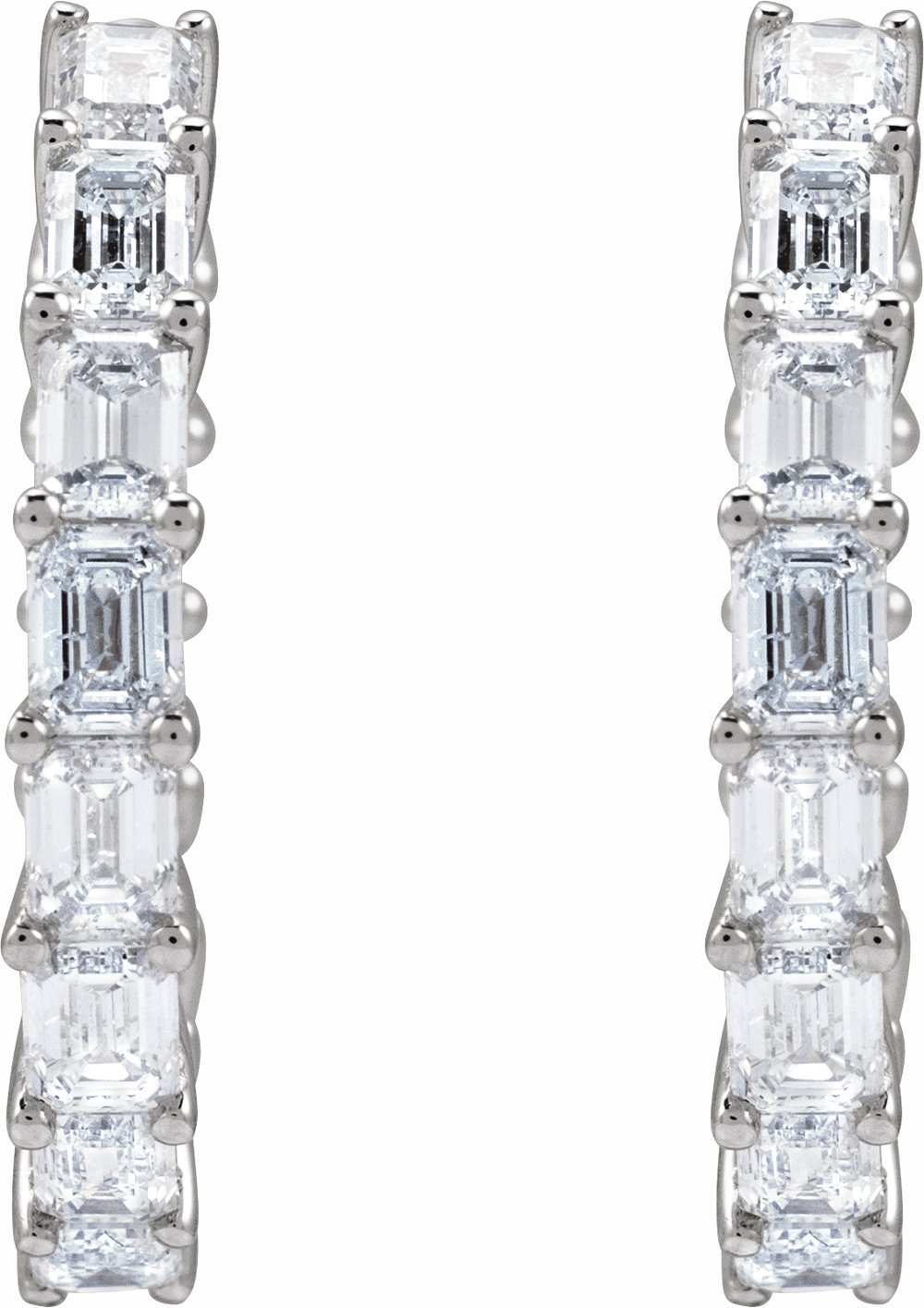 14K White Gold 3 CTW Natural Diamond Inside-Outside 21.2 mm Hoop Earrings