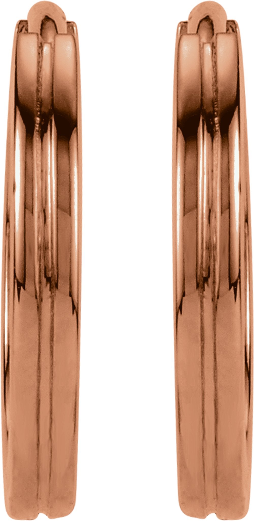 14K Rose Gold Grooved Hinged 10.3 mm Huggie Hoop Earrings