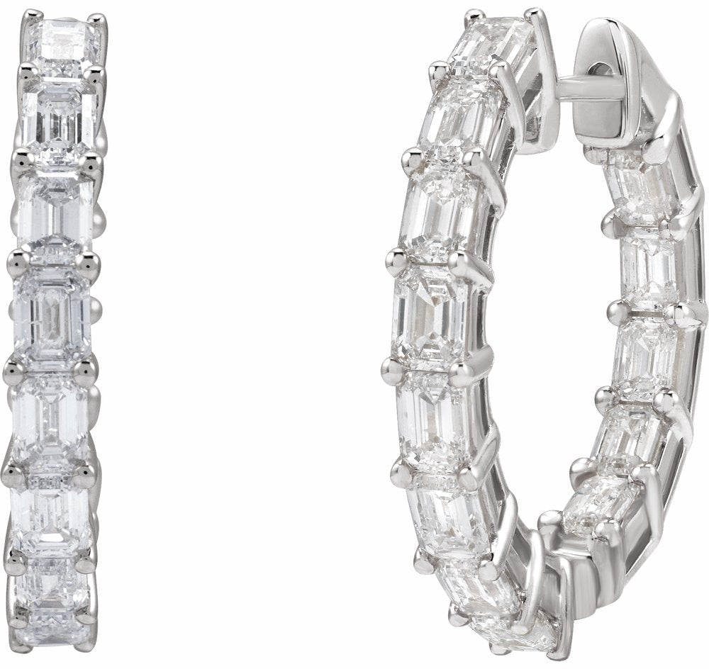 14K White Gold 3 CTW Natural Diamond Inside-Outside 21.2 mm Hoop Earrings