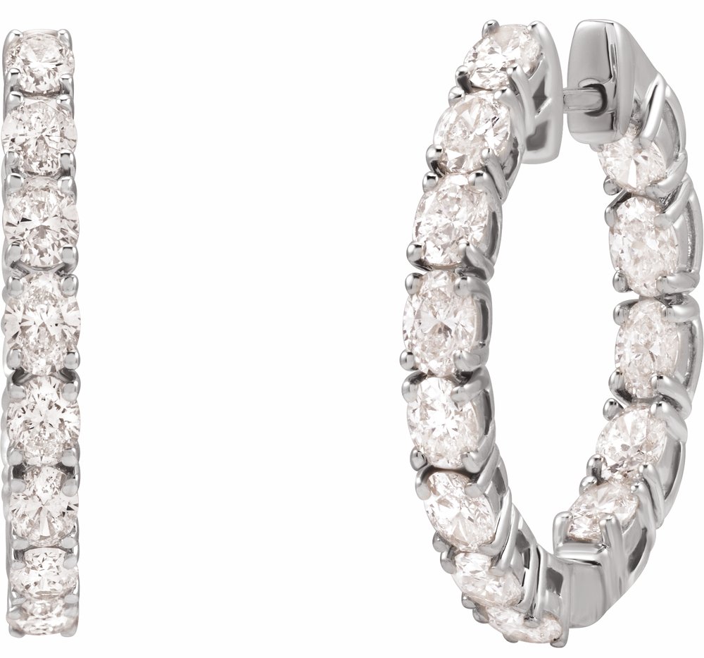 14K White Gold 2 5/8 CTW Natural Diamond Inside-Outside 20.6 mm Hoop Earrings