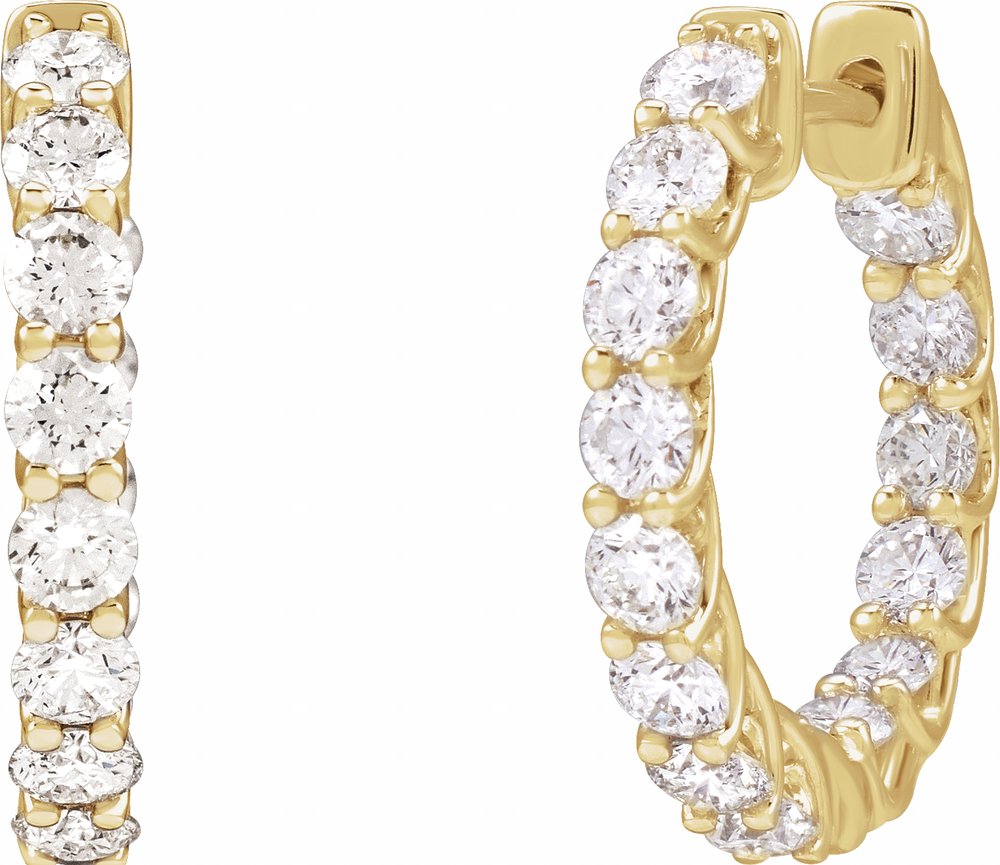14K Yellow Gold 2 1/5 CTW Natural Diamond Inside-Outside 19.7 mm Hoop Earrings