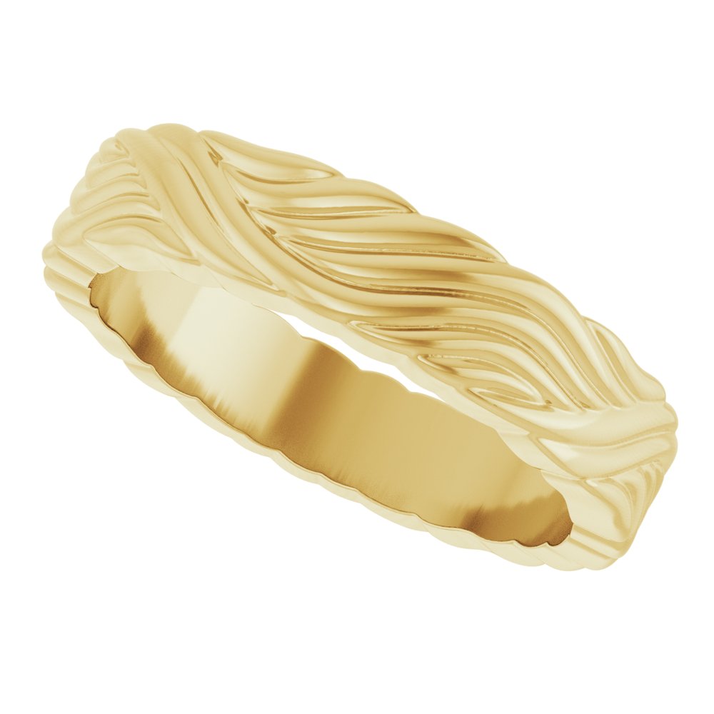 14K Yellow Gold 4.2 mm Sculptural Band Size 5