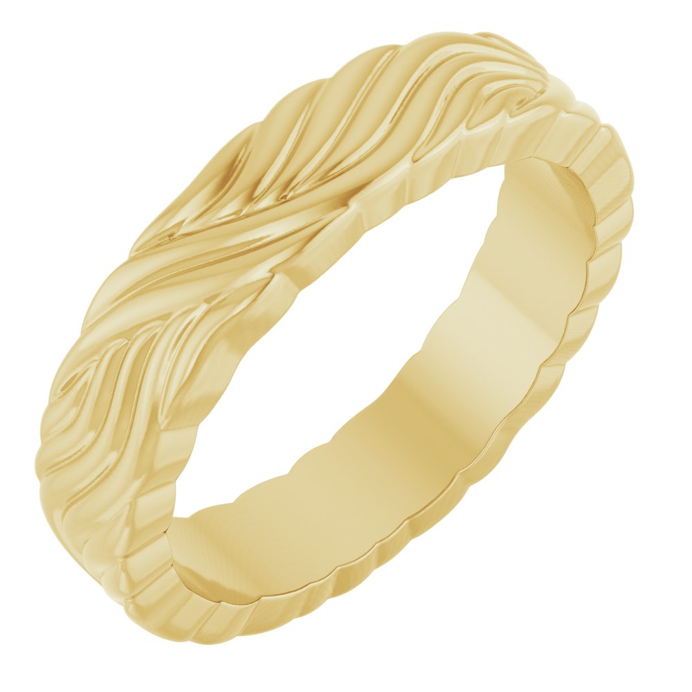 14K Yellow Gold 4.2 mm Sculptural Band Size 5