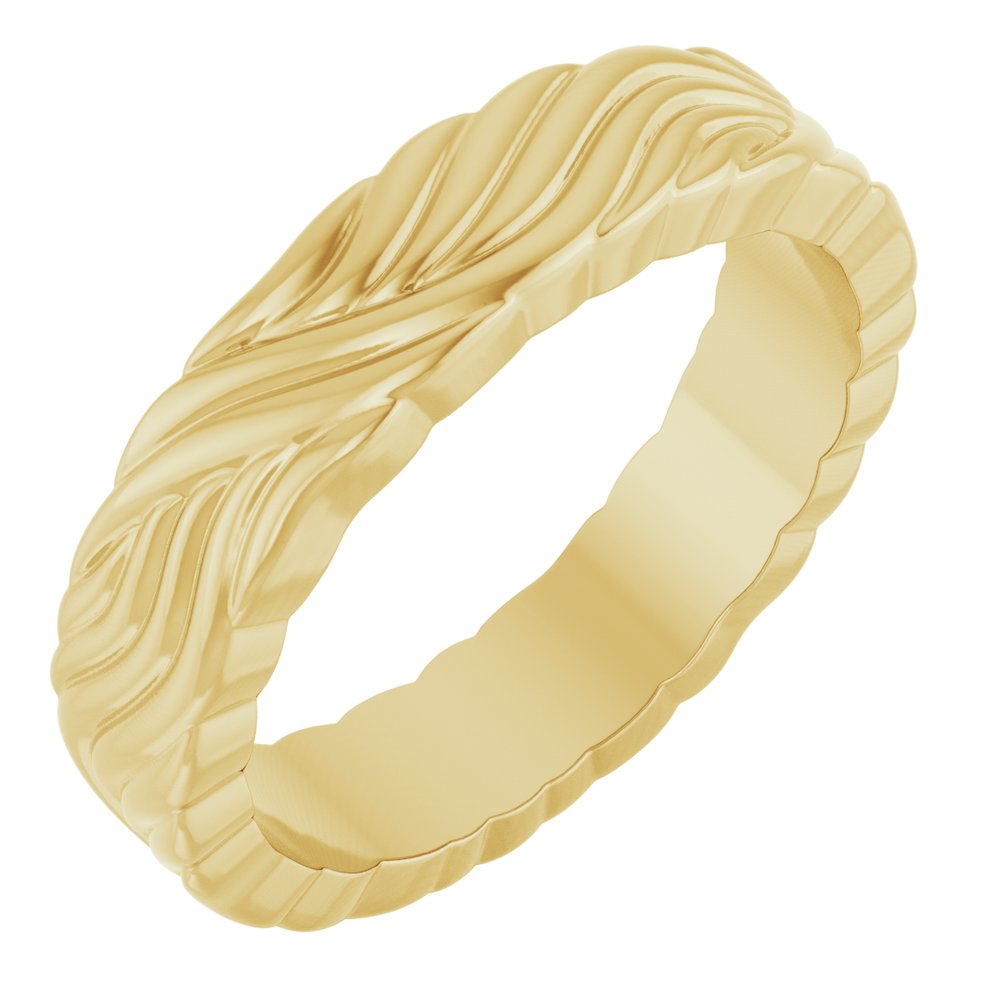 14K Yellow Gold 4.2 mm Sculptural Band Size 4.5