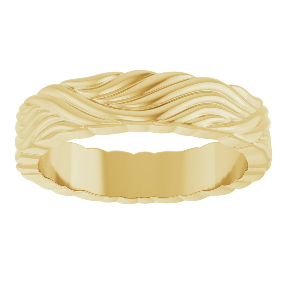 14K Yellow Gold 4.2 mm Sculptural Band Size 4.5