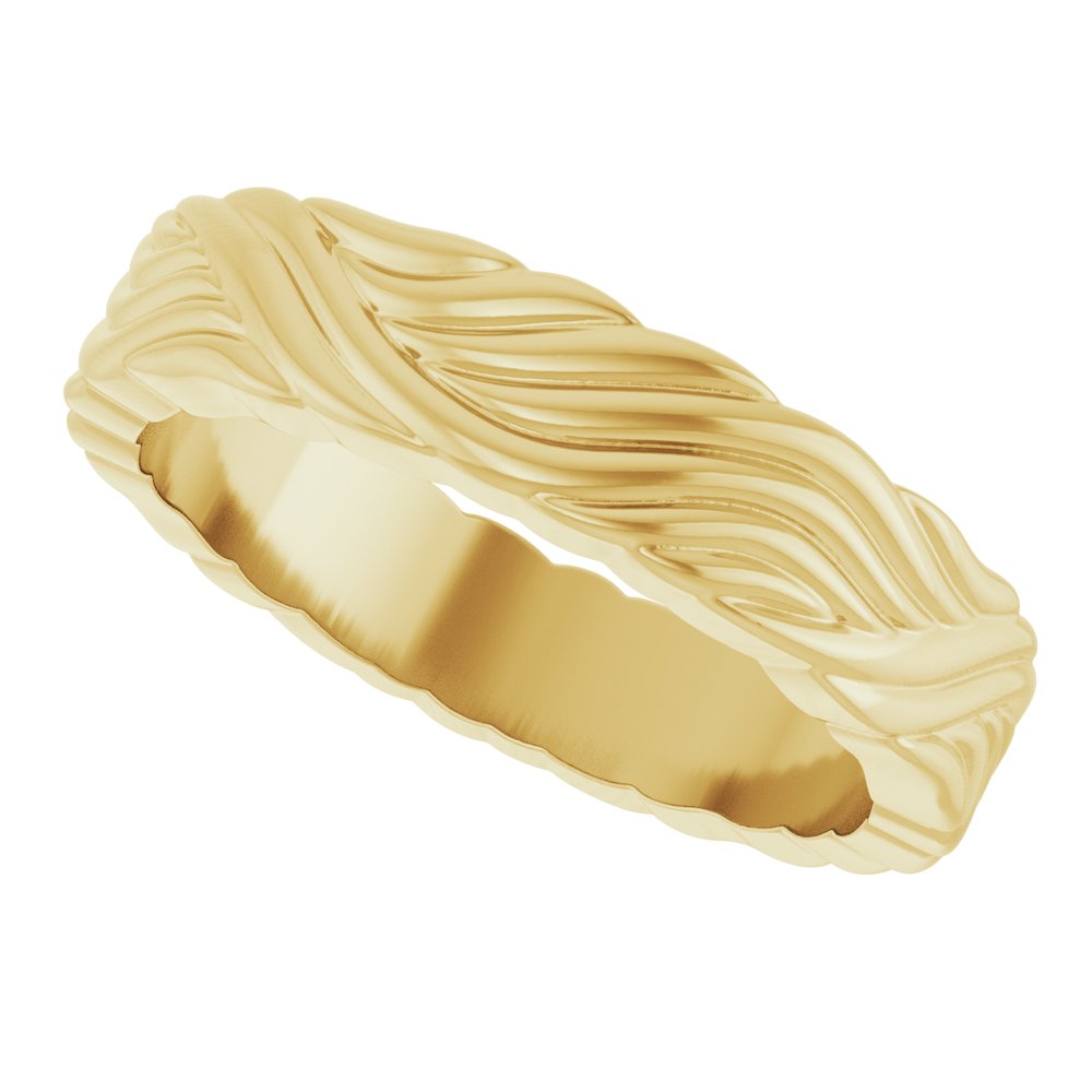 14K Yellow Gold 4.2 mm Sculptural Band Size 4.5