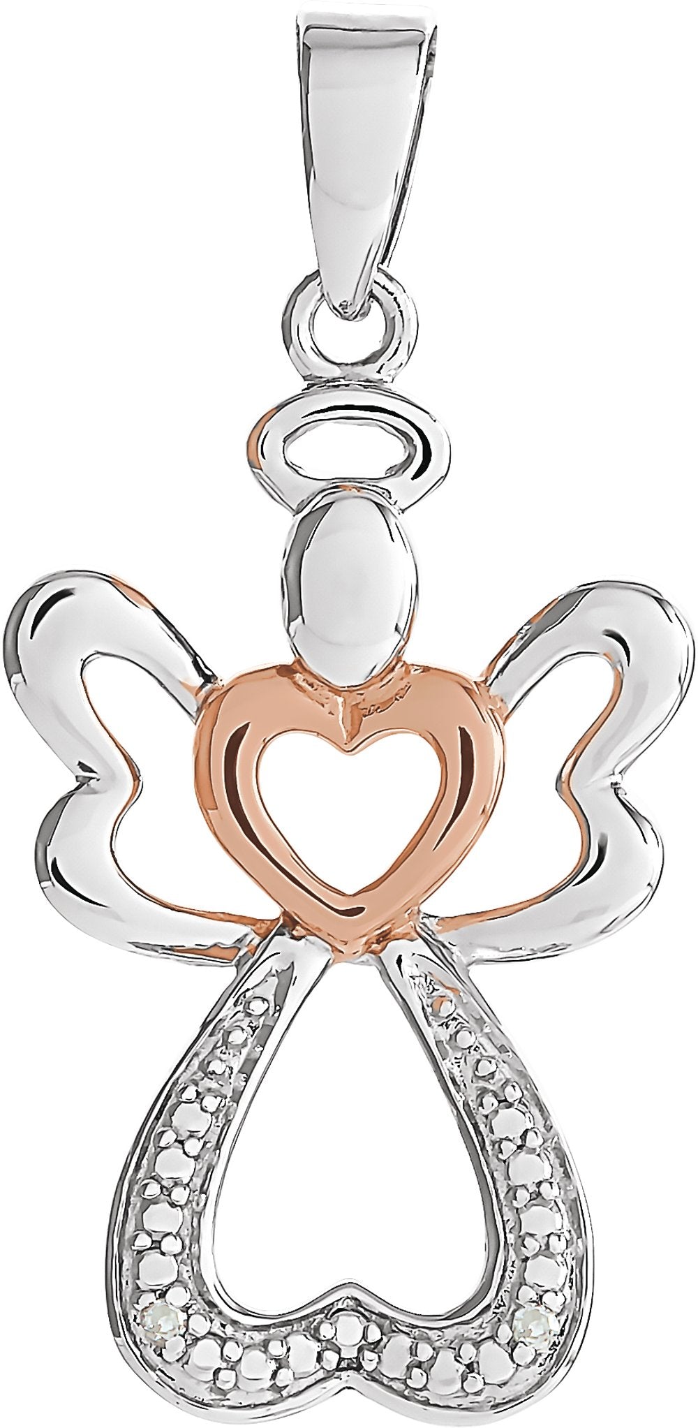 Sterling Silver & 14K Rose Gold Vermeil .006 CTW Natural Diamond Angel Pendant