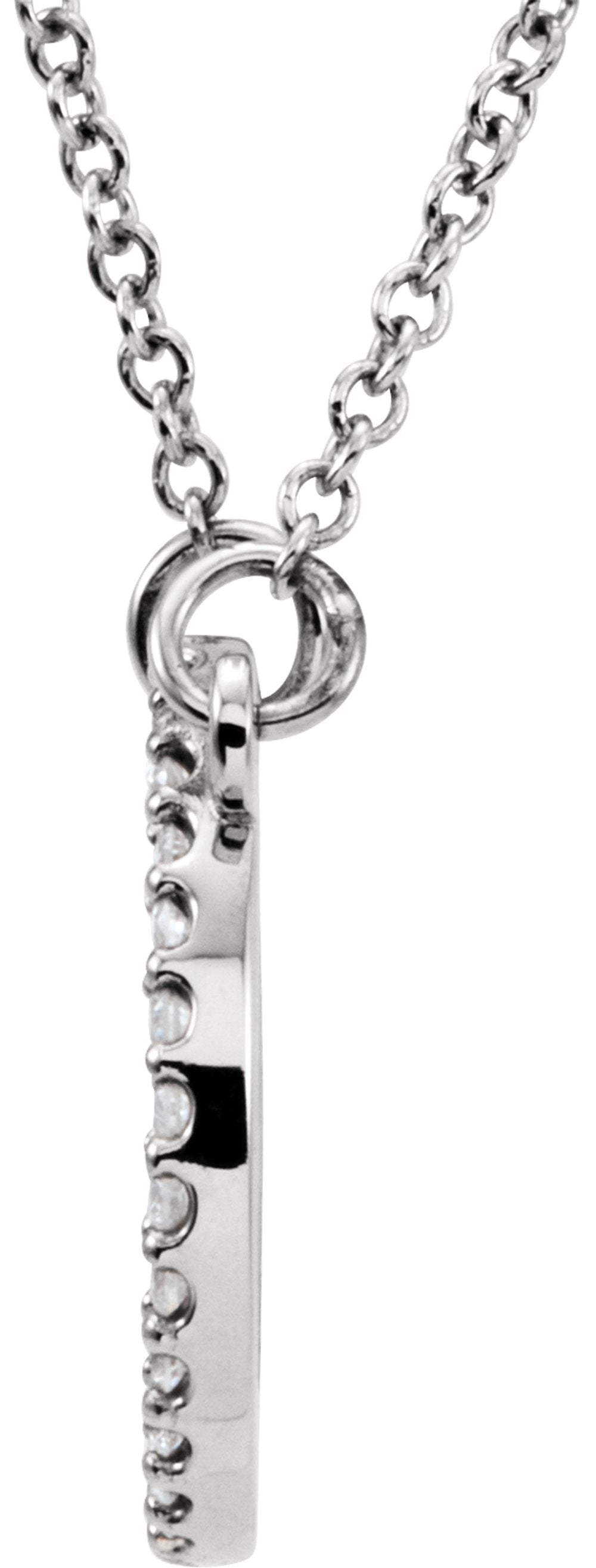 14K White Gold 1/8 CTW Natural Diamond Circle 16" Necklace