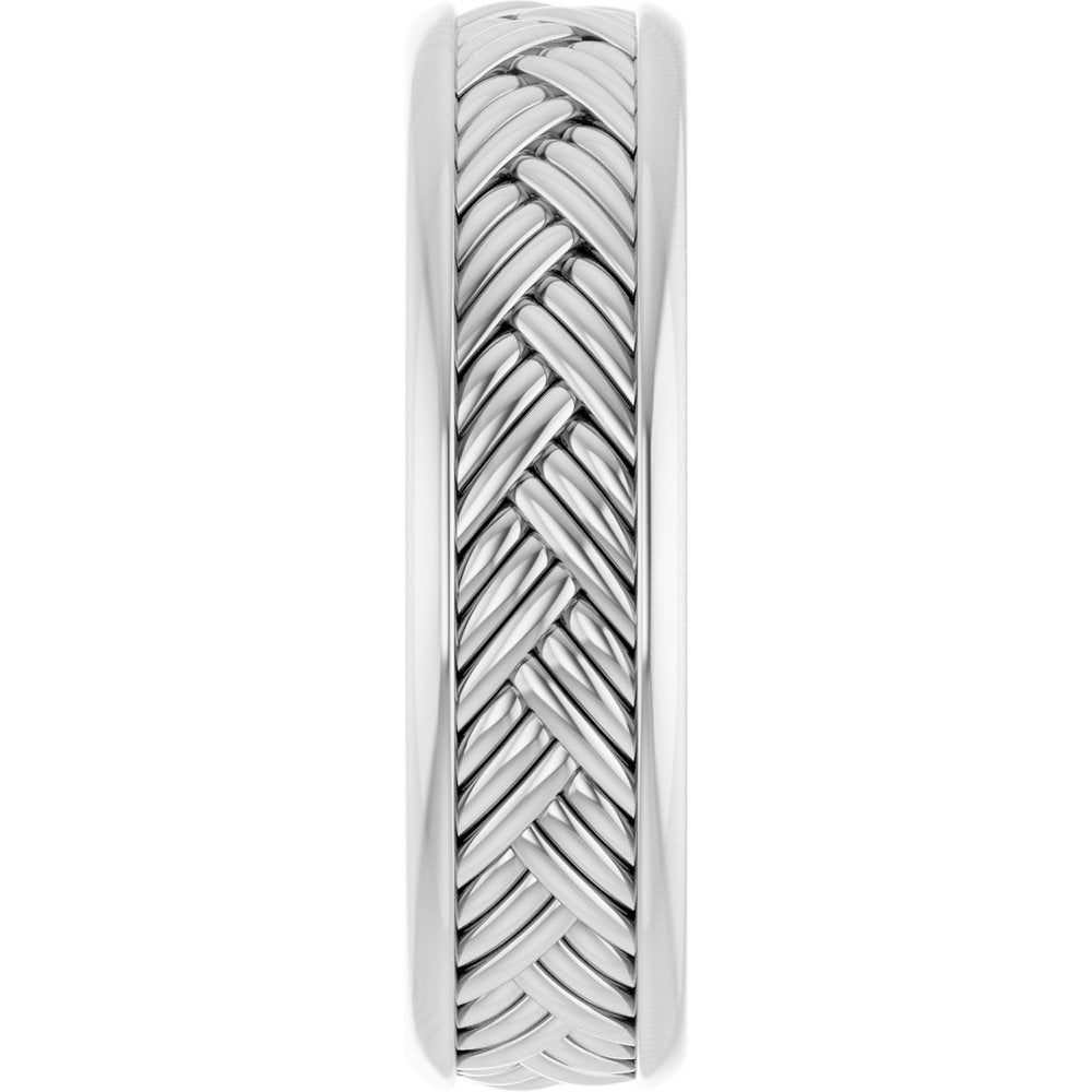 Sterling Silver 5.4 mm Woven-Design Flat Band Size 10